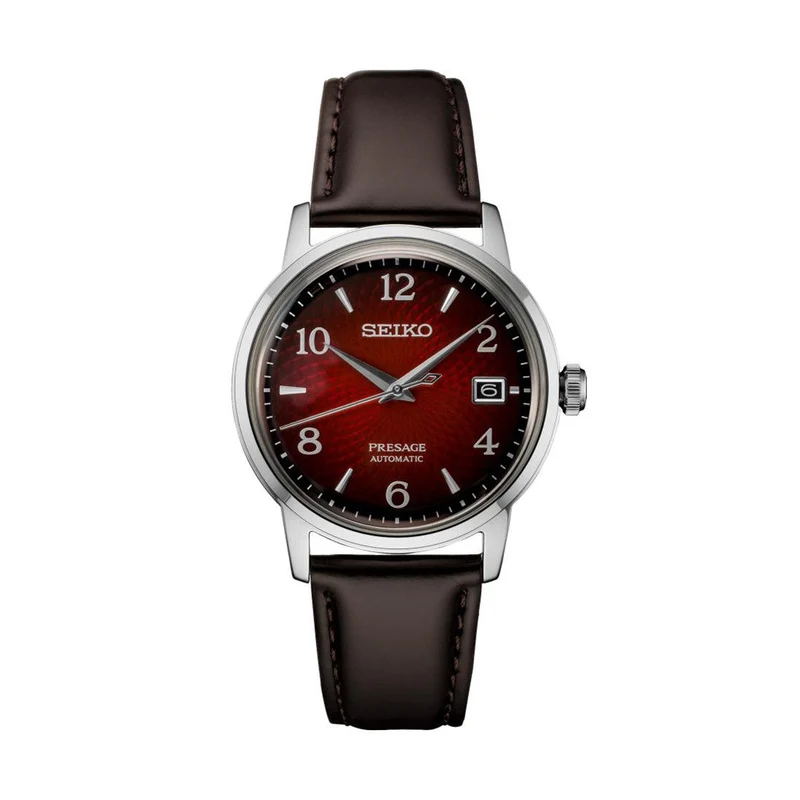 SRPE41 Presage Cocktail Time 38.5mm - Red on Leather Strap