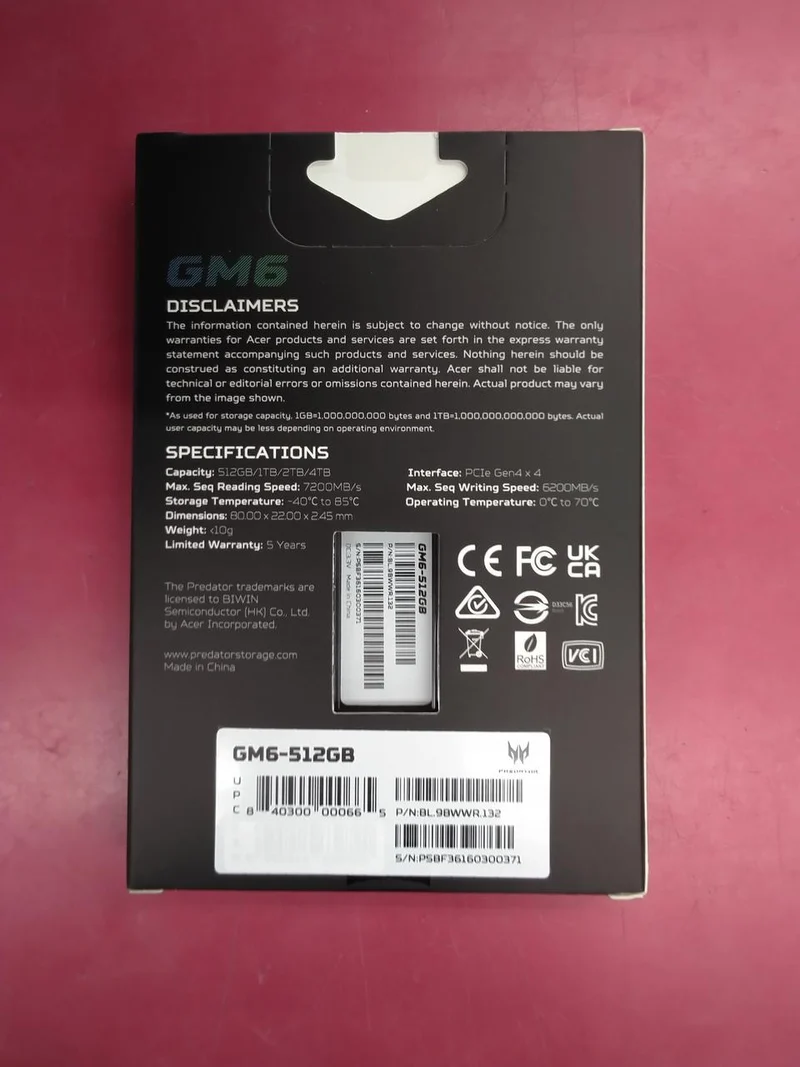 PREDATOR M.2 SSD 512 GB GM6-512 GB