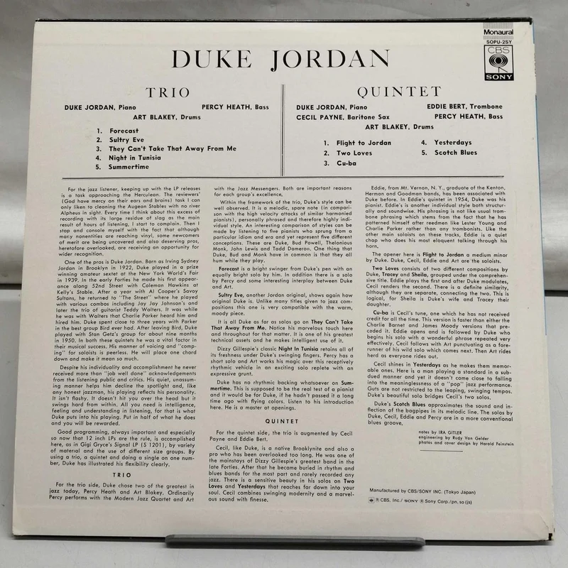 SONY DUKE JORDAN SIGNALE S1202