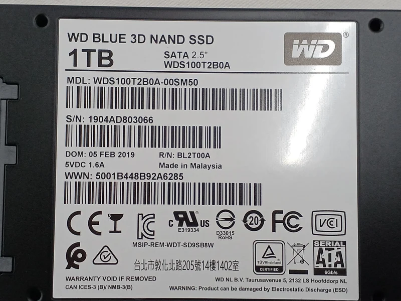 WESTERN DIGITAL SATA SSD 1TB WDS100T2B0A-00SM50