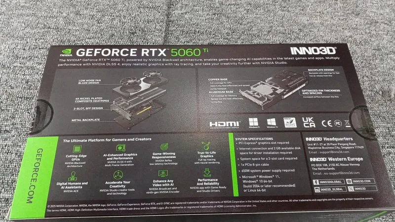 Ungeöffnete NVIDIA-Grafikkarte GEFORCE RTX 5060TI 8 GB
