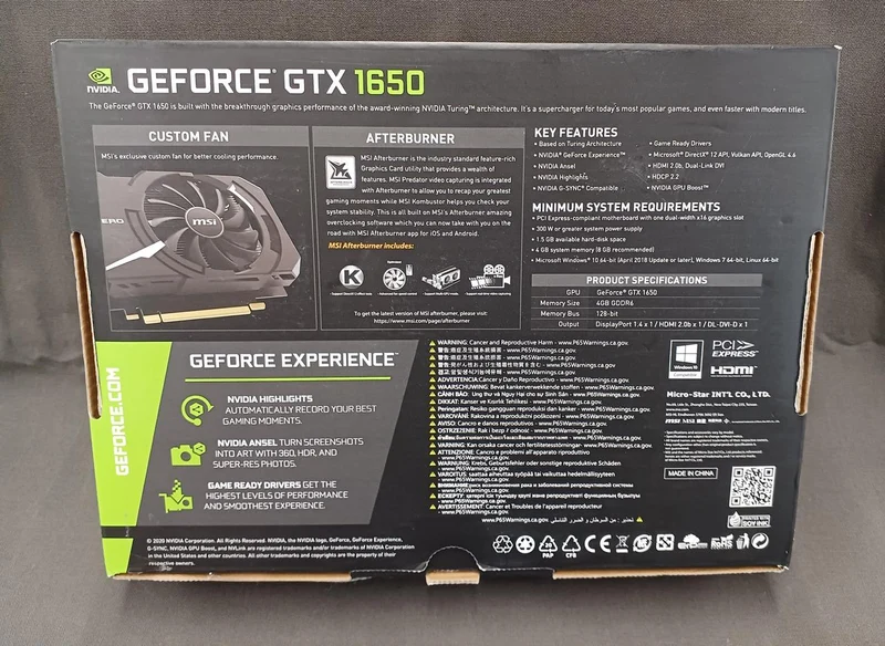 NVIDIA Grafikkarte GTX1650 D6 AERO ITX J OC