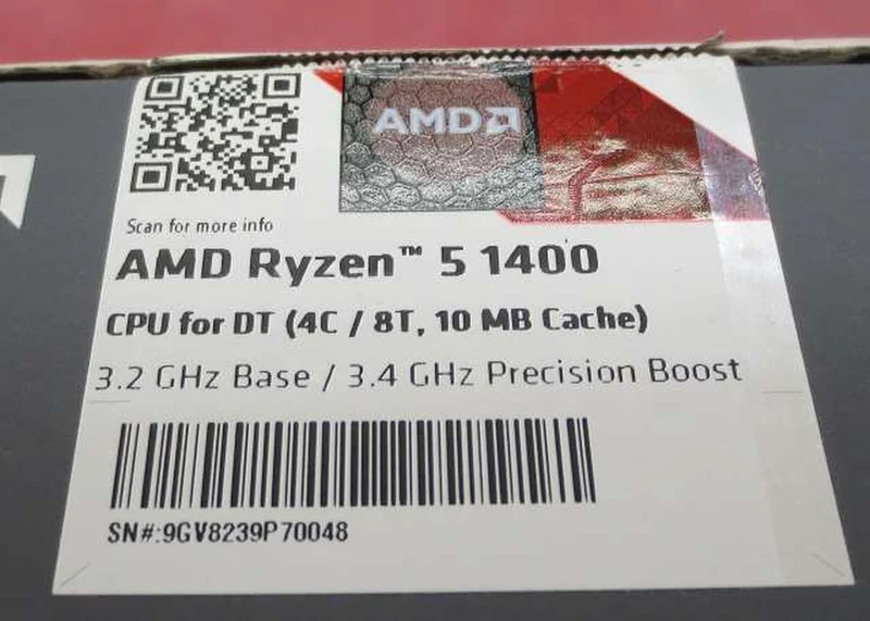 AMD CPU Ryzen 5-1400-3.2 GHz