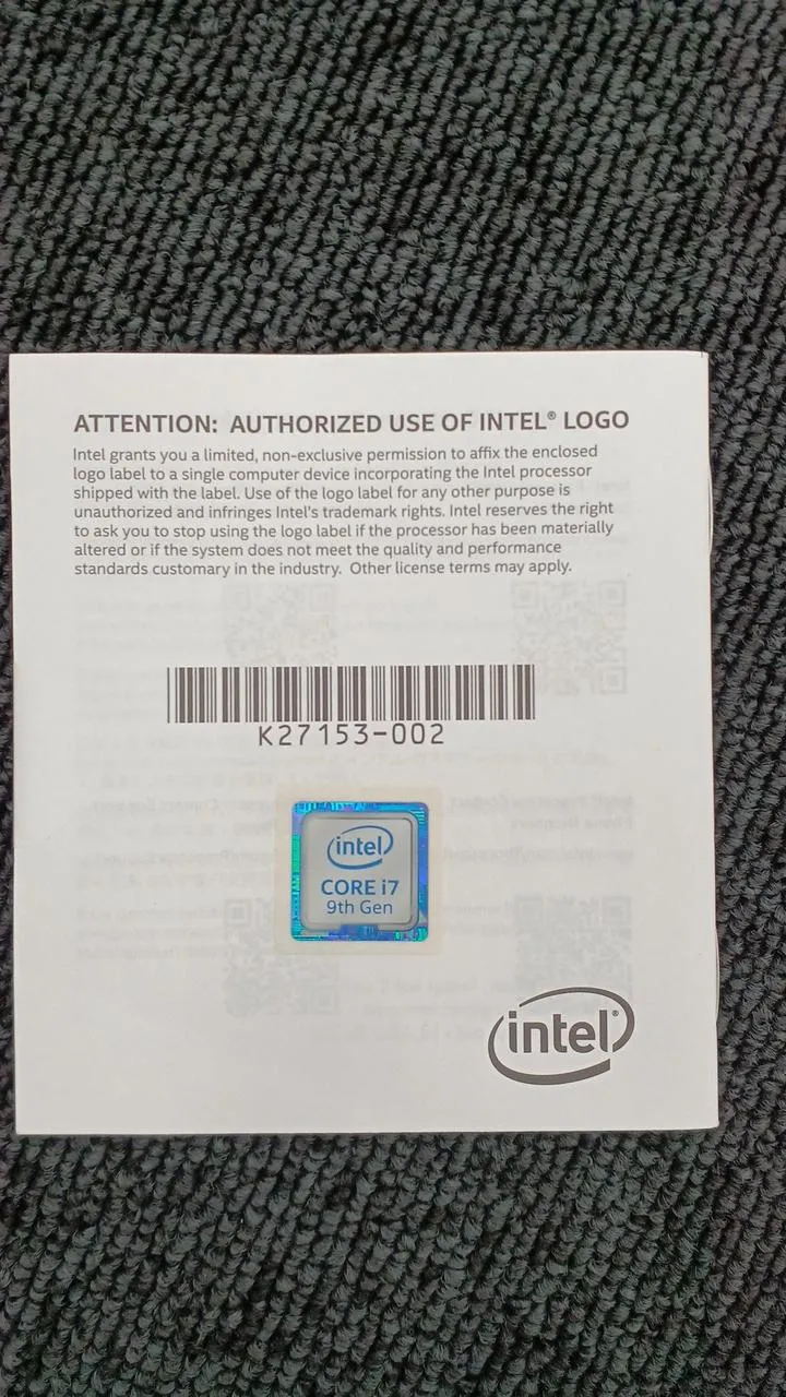 Intel CPU i7-9700K