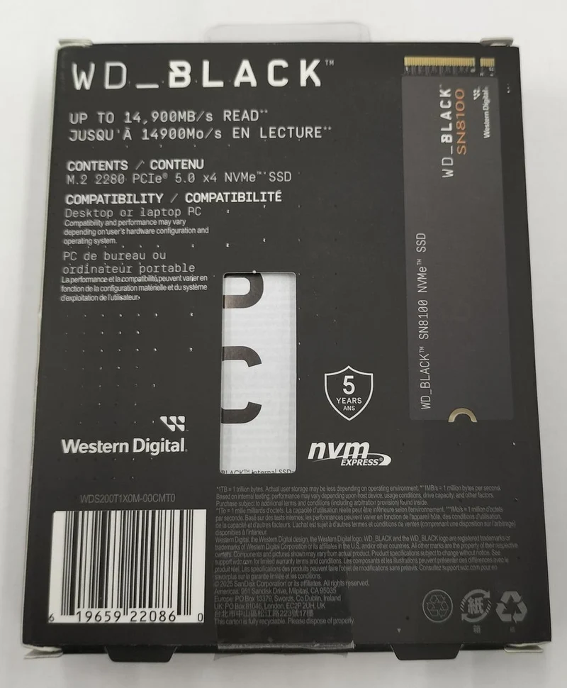 WESTERN DIGITAL M.2 SSD SN8100 2 TB
