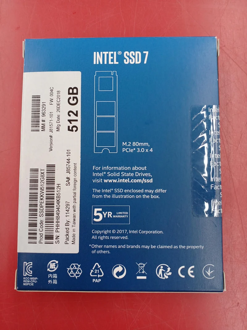 Intel SSD 512 GB SSDPEKKW512G8XT