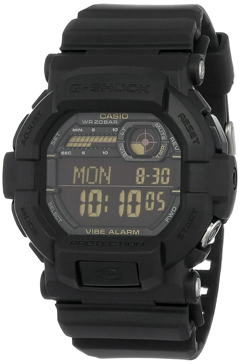 CASIO G-SHOCK Herren-Digitaluhr mit Vibrationsfunktion GD-350-1B Schwarz (Auslandsmodell, Parallelimport)