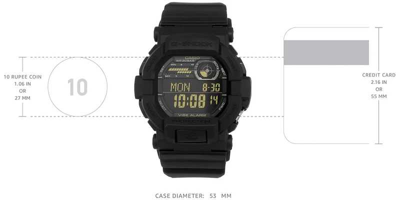 CASIO G-SHOCK Herren-Digitaluhr mit Vibrationsfunktion GD-350-1B Schwarz (Auslandsmodell, Parallelimport)