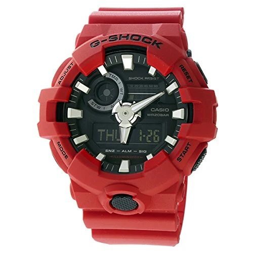 CASIO G-SHOCK GA-700-4A Herren-Sportuhr mit analoger und digitaler Anzeige (Rot/Schwarz) [Parallelimport]