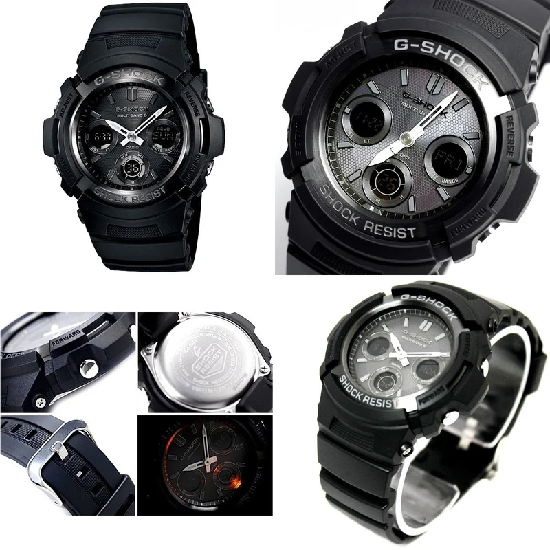 Selbstverteidigungskräfte, Polizisten, Beamte: G-SHOCK 20 ATM wasserdichte, funkgesteuerte Solar-, Digital-Analog-, Kunststoffarmbanduhr für Herren (AWG-M100A-1A, AWG-M100B-1A, AWG-M100MR-4A) (AWG-M100B-1A (Schwarz))