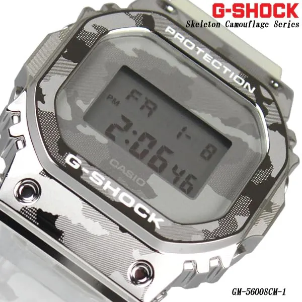 Parallelimport CASIO G-SHOCK GM-5600SCM-1 Uhr für Herren, Kinder, Jungen, Digital, Wasserdicht, Weiß, Silber, Camouflage, Skelett [Parallelimport]