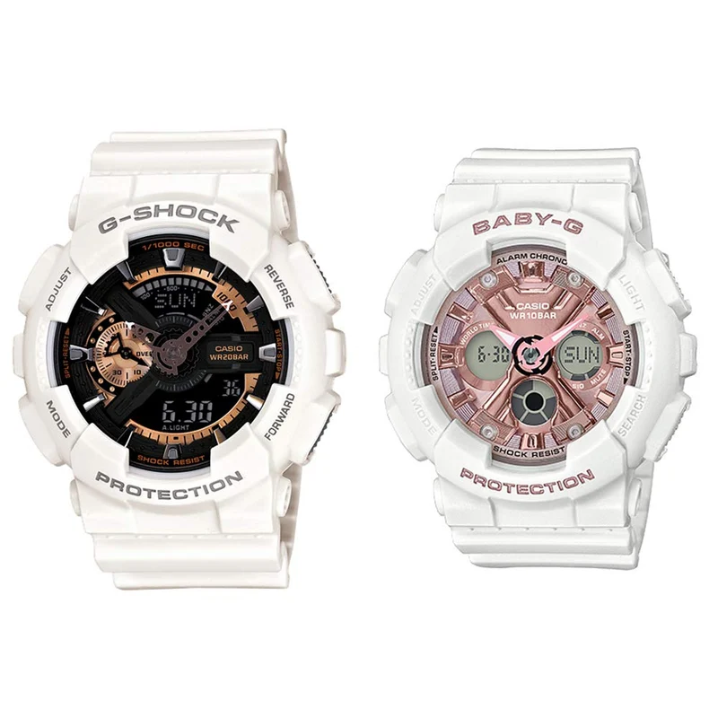 [Casio] CASIO Paar Uhren G-SHOCK & BABY-G Analog-Digital Multifunktional Wasserdicht Schwarz x Weiß & Rosa x Weiß GA-110RG-7AJF & BA-130-7A1JF Armbanduhren [Originalprodukt aus dem Inland]