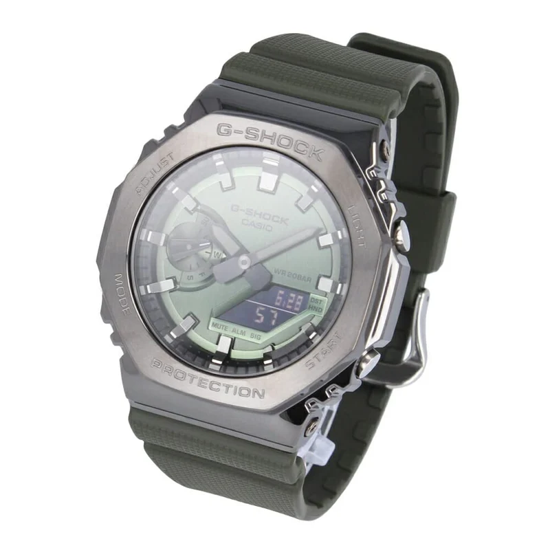 CASIO G-SHOCK GM-2100 SERIES Herren-Analog-Digitaluhr, Edelstahl, Grün/Gunmetal, GM-2100B-3A [Parallelimport]