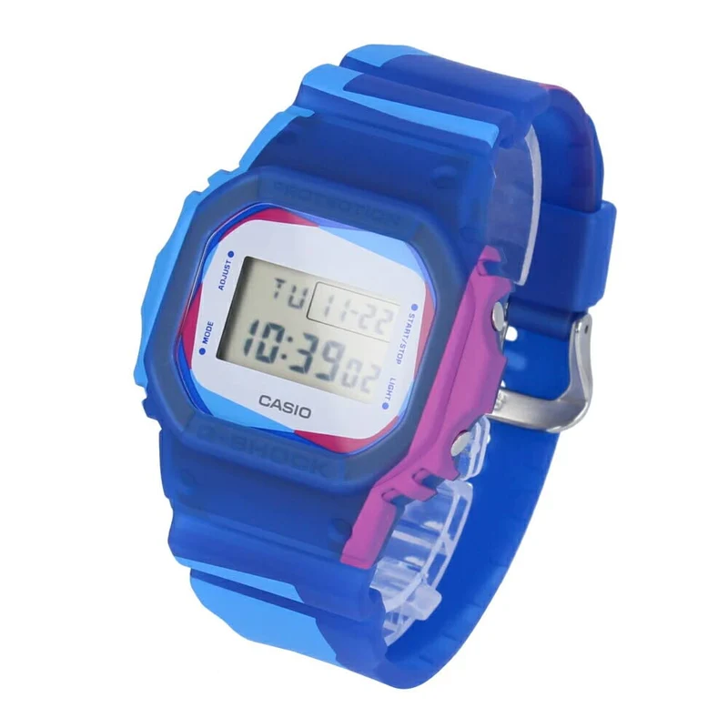 CASIO G-SHOCK 5600 Herrenuhr, austauschbare Lünette und Armband, Ersatzarmband, Blau, Lila, Weiß, Skelett, DWE-5600PR-2 [Parallelimport]