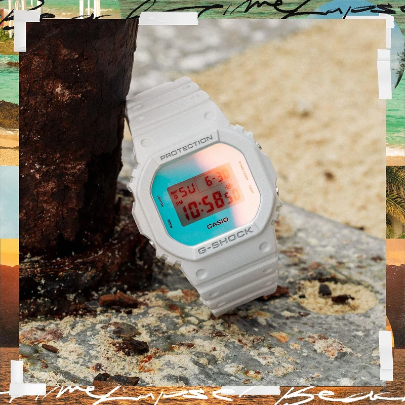Casio G-Shock Beach Timelapse Weiße Digitaluhr DW-5600TL-7
