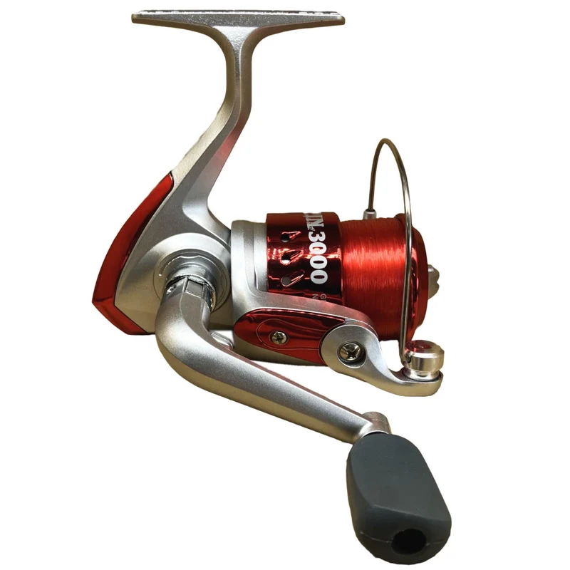 Riseway Basic Spin 3000 Spinnrolle mit 110 m #4 Schnur (Rot)