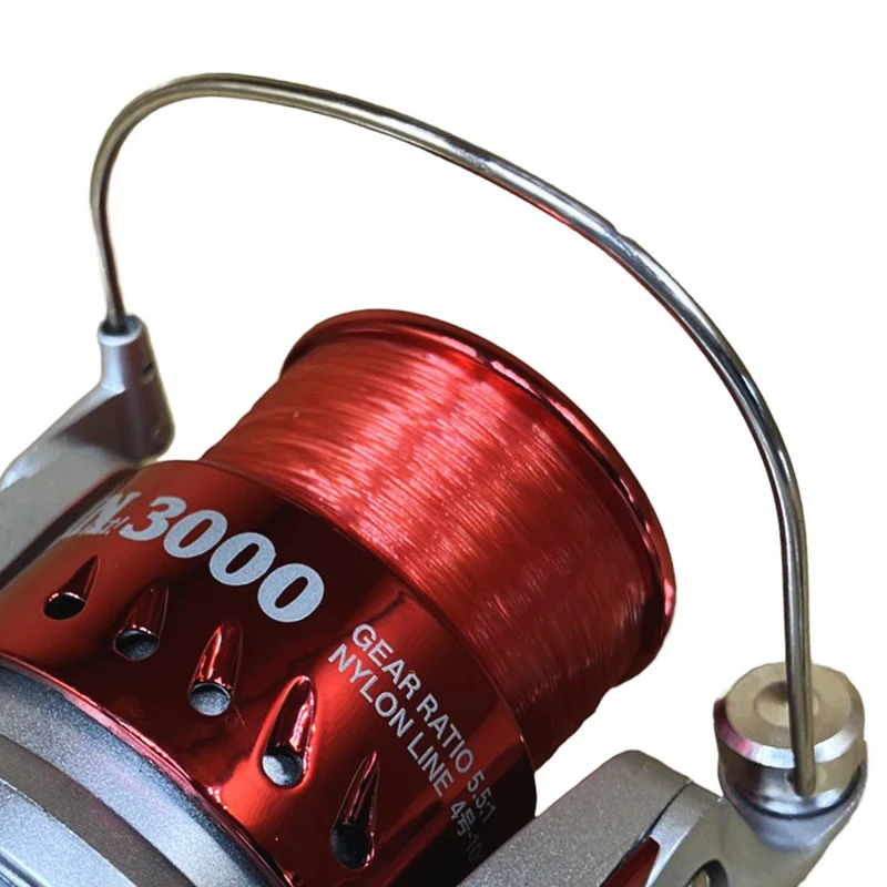 Riseway Basic Spin 3000 Spinnrolle mit 110 m #4 Schnur (Rot)