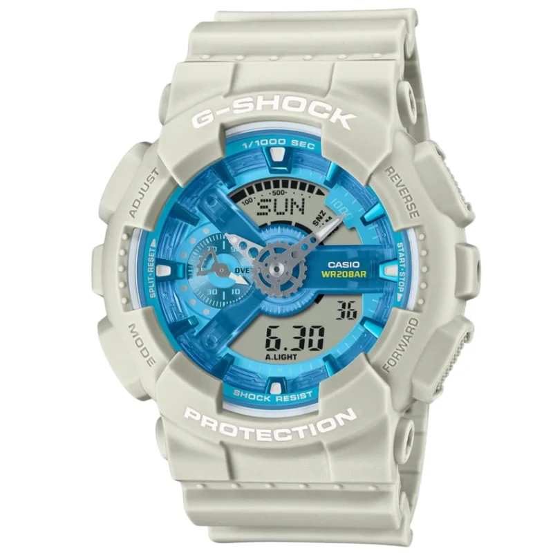 Casio G-SHOCK Oasis Beige Blaues Zifferblatt Analog-Digital Uhr GA-110AS-5A