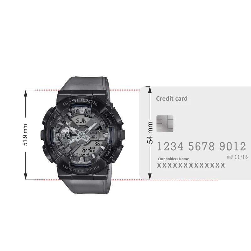 Casio G-Shock Analog-Digital-Weltzeituhr, Schwarz-Grau, Armband
