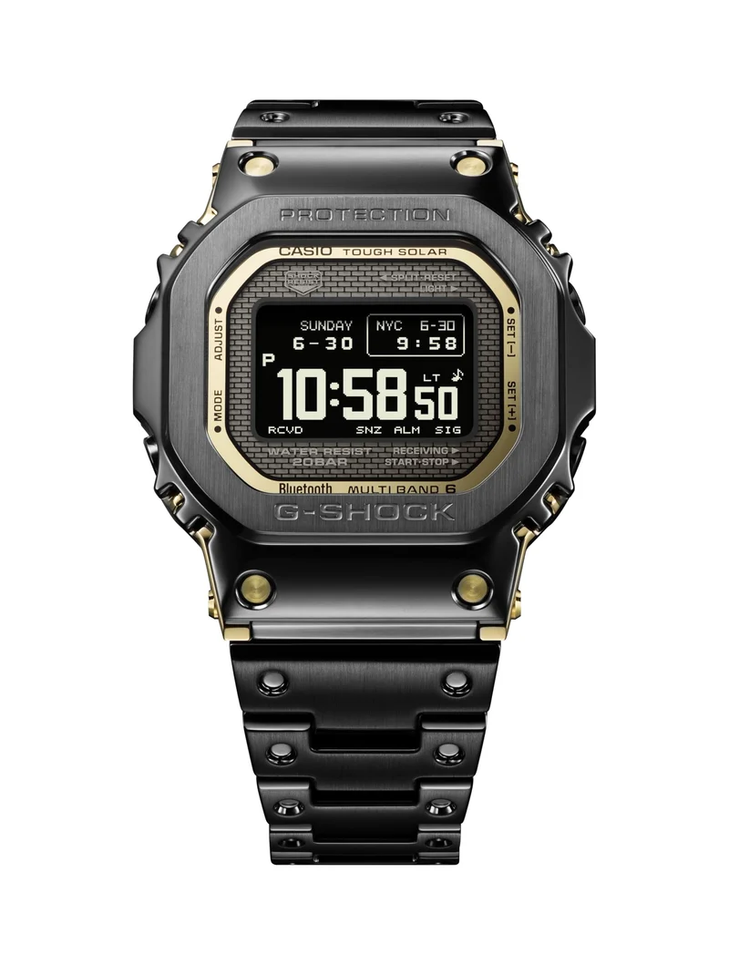 Casio G-Shock Full Metal 5000 Serie Digitaluhr, zweifarbig, schwarz/goldfarben, Edelstahl, 49.3 mm - GMWBZ5000BD-1