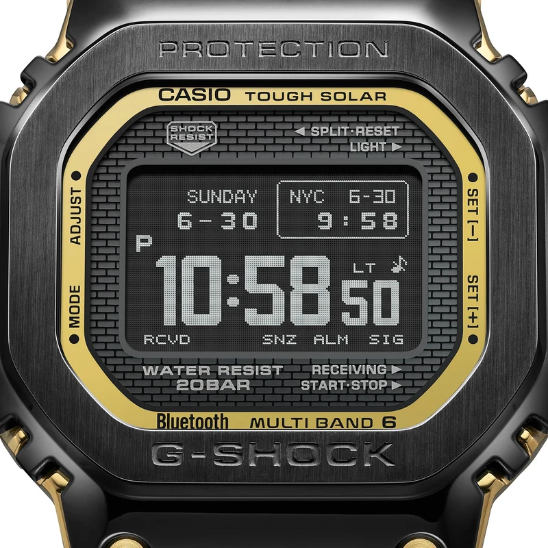 Casio G-Shock Full Metal 5000 Serie Digitaluhr, zweifarbig, schwarz/goldfarben, Edelstahl, 49.3 mm - GMWBZ5000BD-1