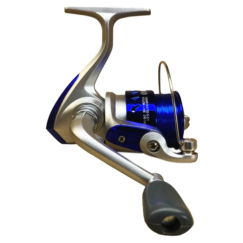 Riseway Basic Spin 2000 Spinnrolle mit 120 m #3 Schnur (Blau)