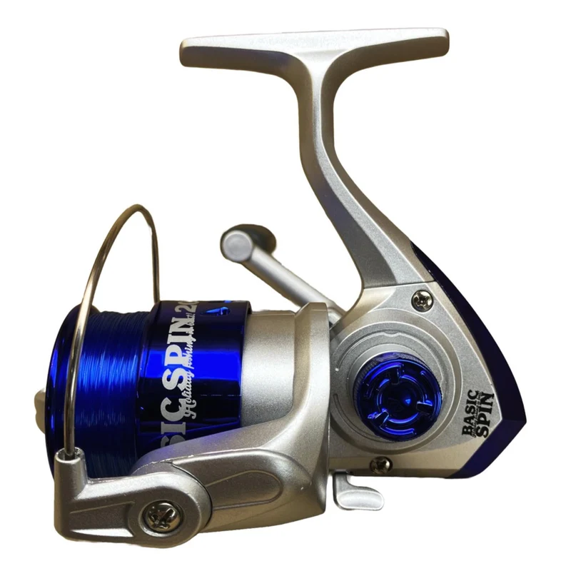 Riseway Basic Spin 2000 Spinnrolle mit 120 m #3 Schnur (Blau)