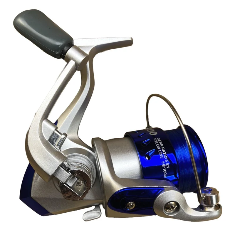 Riseway Basic Spin 2000 Spinnrolle mit 120 m #3 Schnur (Blau)