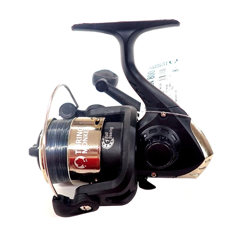 Turing Monkey (Turimon) Entry Spin 800 Gunmetal Spinnrolle mit Schnur