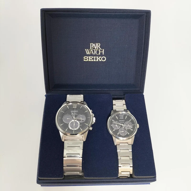 SEIKO Solar Paar Uhr V175-0AV0 V14J-0BX0