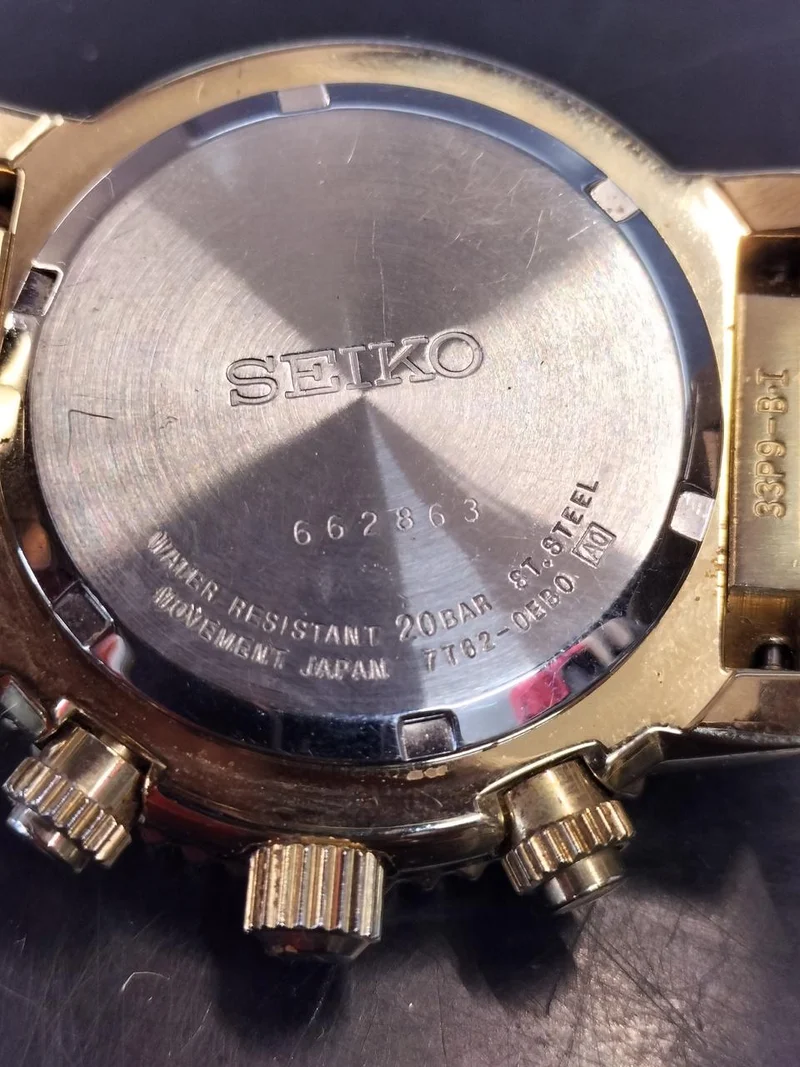 [SCHROTT] SEIKO Pilot Chronograph Quarz Gold mit Kratzern 7T62-0EB0