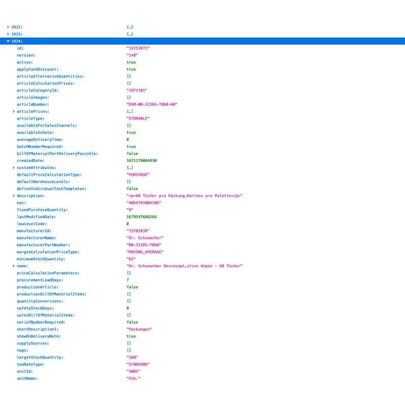 ArtikelMeister Feed: Weclapp Artikel JSON / CSV Feed