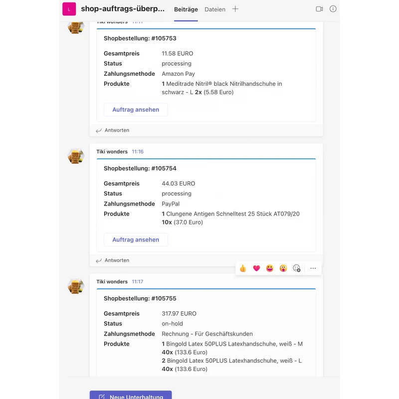 TeamsAlert / SlackAlert: Push Nachrichten zu neuen Sales