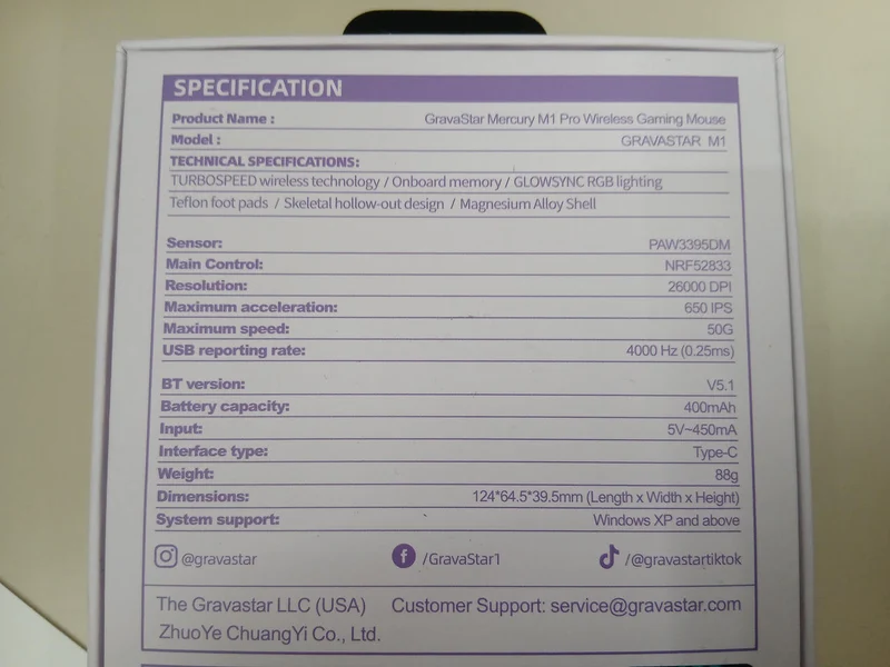 GRAVASTAR Gaming-Maus MERCURY M1 PRO