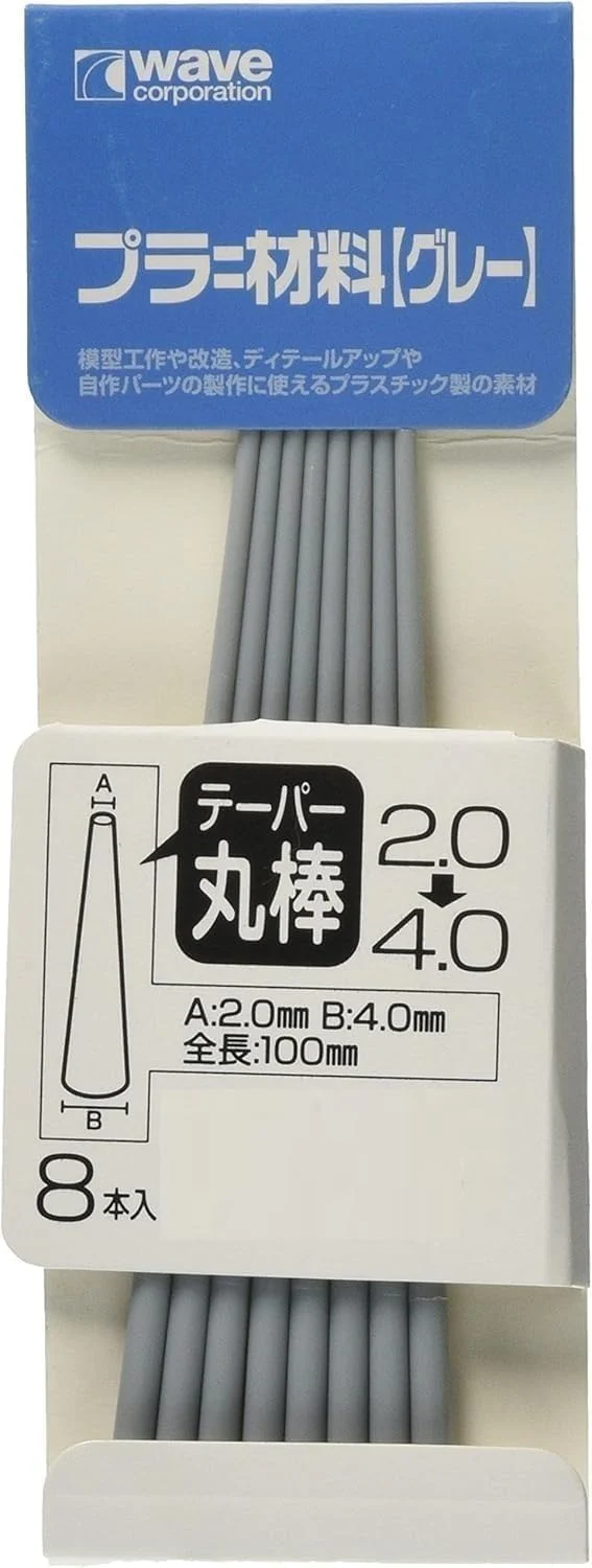 Wave OM512 Kunststoffmaterial (Grau) Konischer Rundstab Grau Durchmesser 2.0→4.0 mm Packung mit 8